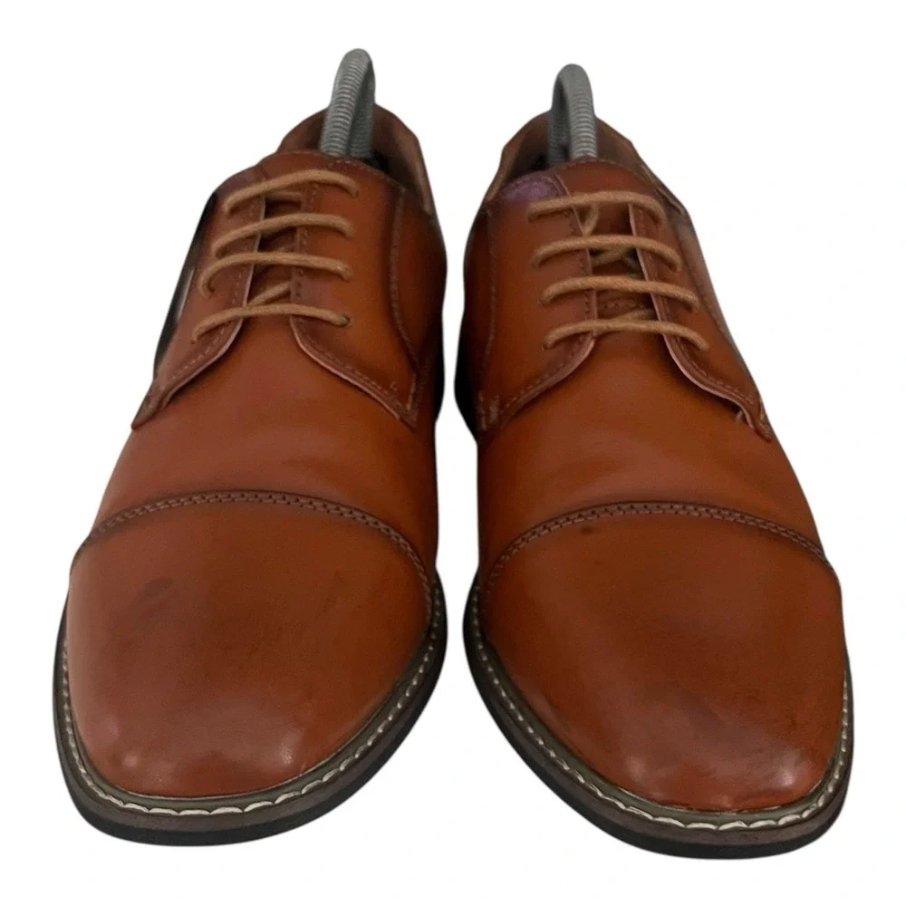 Jousen Milan Men's Brown Cap Toe Oxford Dress Shoes Lace‎ Up Size 10